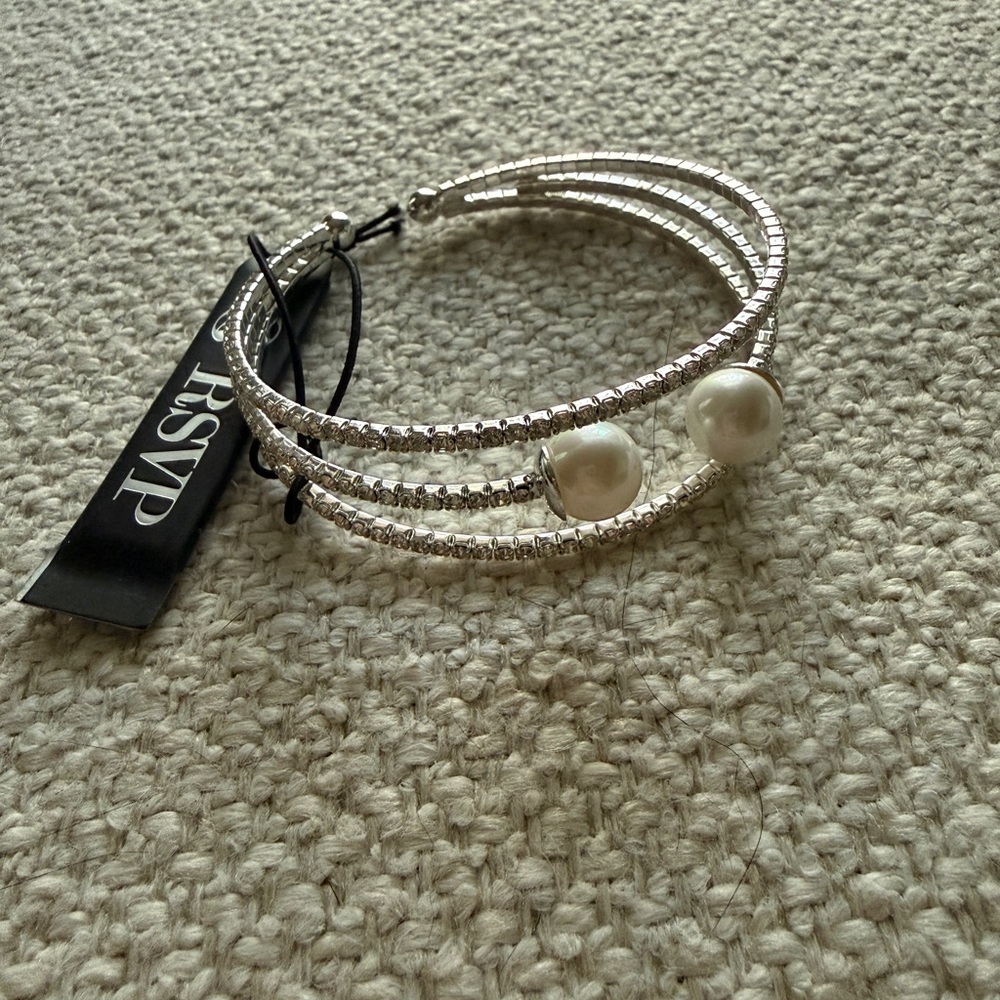 RSVP Rhinestone & Pearl Layered Bracelet